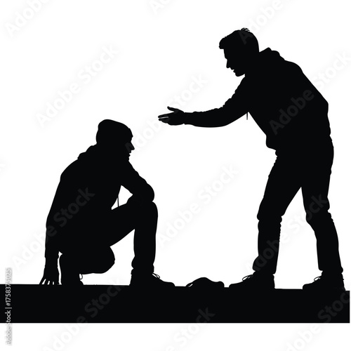 A silhouette of a mother kneeling and embracing her child in a tender moment of connection