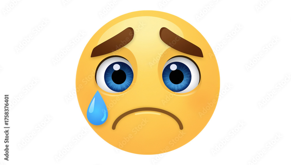 Obraz premium Sad Emoji Illustration Expressing Emotion in a Digital Design