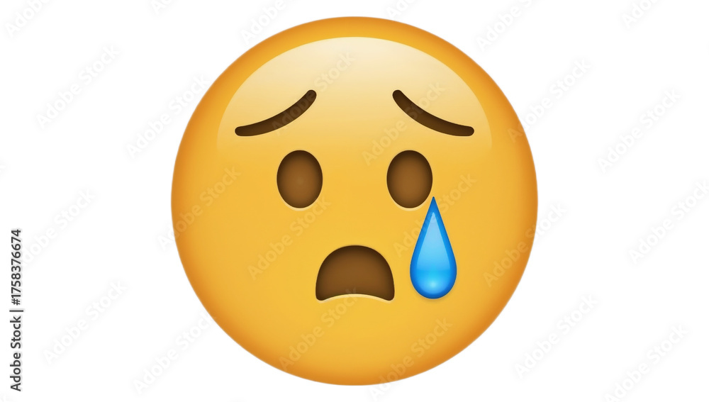 Fototapeta premium Crying Face Emoji Expressing Sadness and Disappointment in Digital Communication