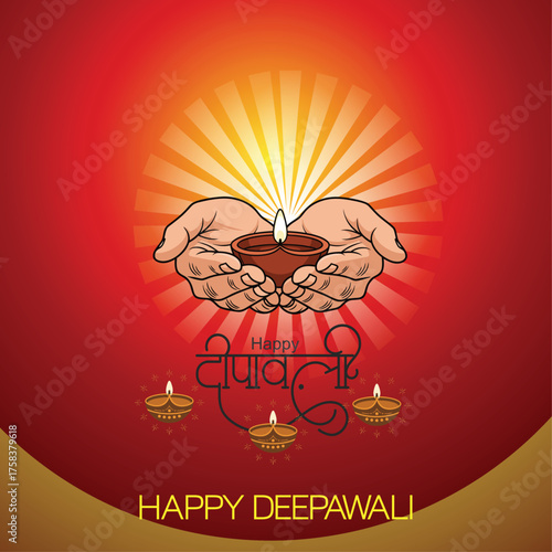 Happy Deepawali diya on hand may the festival of lights dispel all darkness from your life and bring a new dawn of hope strength and fulfillment
