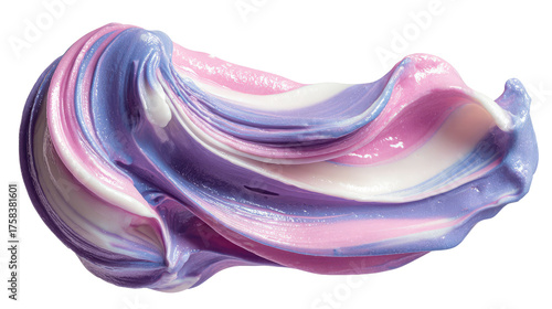 A swirl of pink and purple ice cream on transparent background	