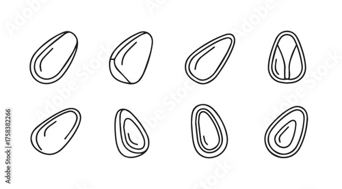 Collection of seed icons hand drawn sketch style representing organic farming and growth concepts vector