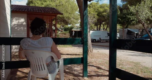 Woman enjoying the views at a camping site