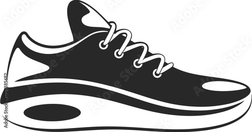 Minimalist black and white sneaker vector illustration scalable eps icon for fashion and sports graphics silhouette vector illustration white background