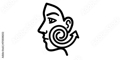 Bold Line Face Profile Exfoliation Spiral Arrow Flat Vector Icon