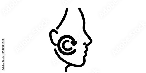 Bold Line Face Profile Exfoliation Spiral Arrow Flat Vector Icon