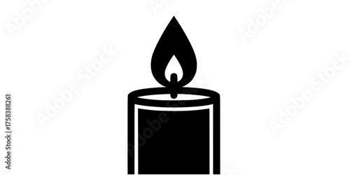 Bold Line Geometric Candle with Stylized Flame Flat Vector Wellness Graphic