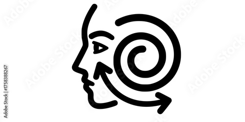 Bold Line Face Profile Exfoliation Spiral Arrow Flat Vector Icon