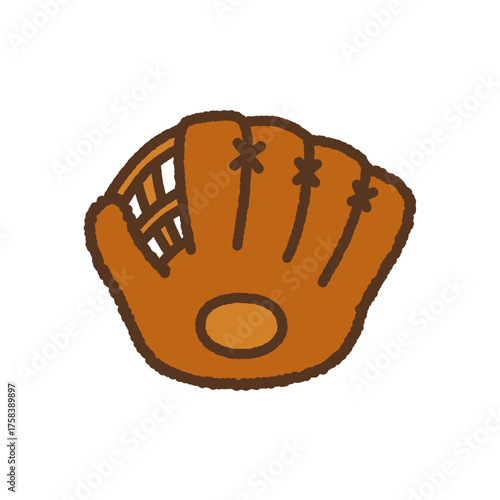 手書き風の単品アイコンイラスト　野球グローブ