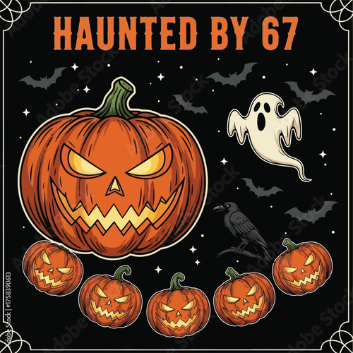 A vintage Halloween graphic design illustration