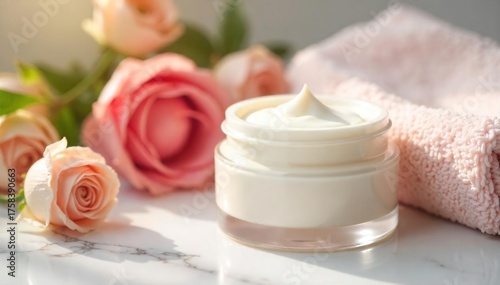 Luxurious Hand Cream, Fresh Flowers, Marble Countertop Relaxing Spa Day at Home