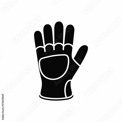 Minimalist black vector illustration of a single hand glove for protection and safety designs silhouette vector illustration white background