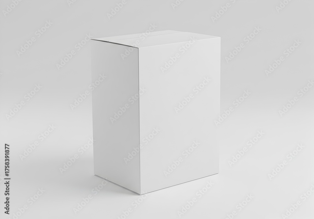 Naklejka premium Tall White Rectangular Packaging Box Mockup, Vertical Product Display for Branding Projects