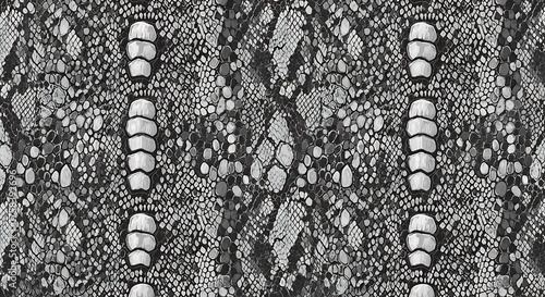 Intricate and unique snakeskin texture pattern in a photorealistic detail. The grayscale palette amplifies the reptilian scales' beauty.