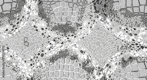 Abstract Textured Snake Scale Pattern: A close-up shot of an abstract pattern evokes textures, reminiscent of snake scales in a stylish monochrome palette.