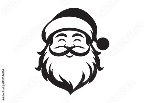 santa face logo silhouette vector, christmas santa face silhouette vector illustration, black santa face vector silhouette, santa claus face logo silhouettes vector on a white background