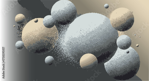 A cluster of celestial spheres floats weightlessly in a dreamy, abstract composition, evoking a sense of wonder and cosmic serenity.