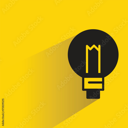 light bulb icon with shadow on yellow background