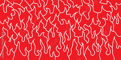 Abstract red background with a pattern of white flames, evoking a sense of heat, energy, and intensity for graphic design