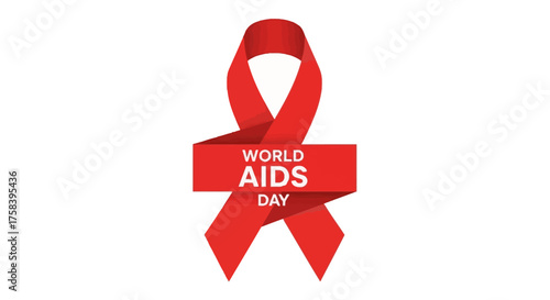Red ribbon graphic symbolizing World AIDS Day awareness and support for a good cause