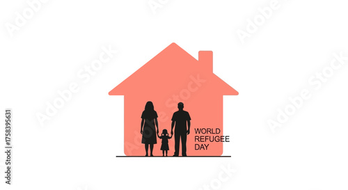 World Refugee Day A Family's Hope for a Safe Home – Illustrated Symbol of Support