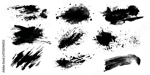 Abstract Black and White Ink Splats Creating a Grunge Effect. Transparent PNG available detailed ink splats Hyperrealistic Highly Detailed Isolated On Transparent Background	
