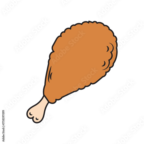 Illustration of a delicious, crispy, golden-brown fried chicken drumstick, a classic and tasty fast food favorite