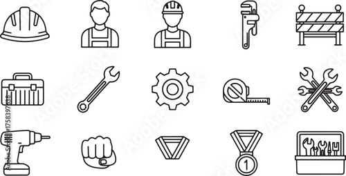 Collection of Construction and Industrial Tools and Symbols industry equipment also transparent background