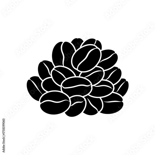 Coffee Beans Glyph Icon, Simple Black Silhouette Vector