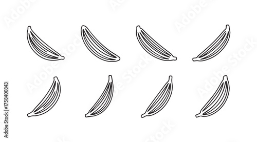Set of hand drawn banana icons in sketch style various angles on vector