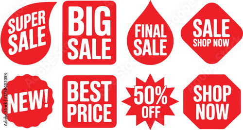 Red Geometric Sale Badge Set