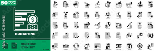 Budgeting Duotone Editable Icons set. Vector illustration in modern thin duotone style of budgeting icons: budgeting, budget, finance, etc