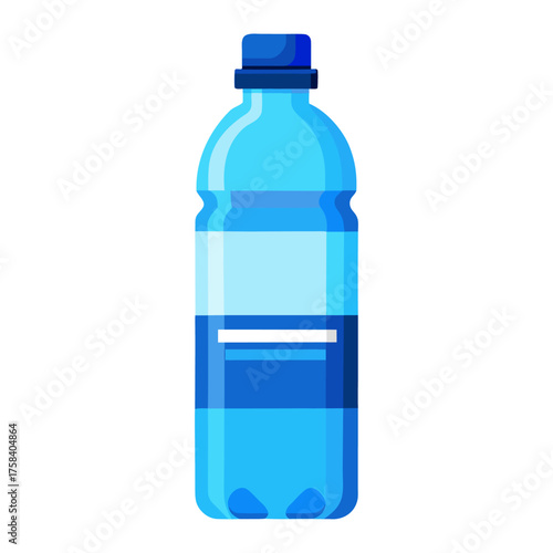 plastic water bottle with blue label