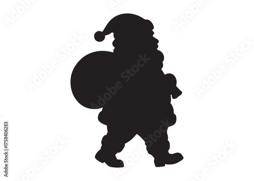 santa claus logo silhouette vector, christmas santa claus vector illustration, christmas santa claus with gift logo silhouettes vector on a white background