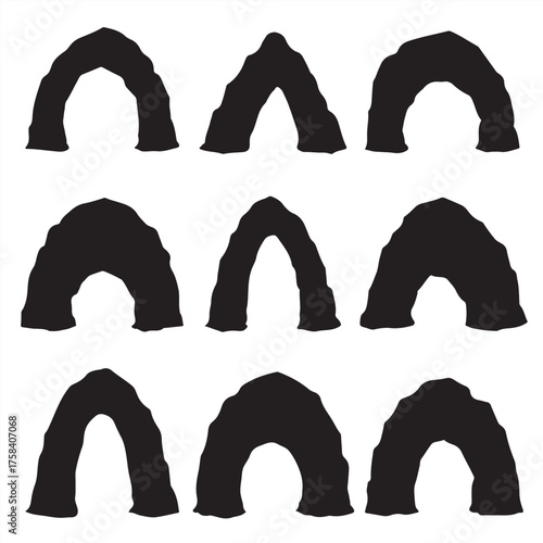 bundle of jagged cave entrance silhouettes