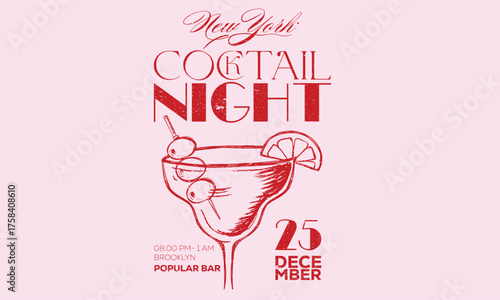 Drink glass artwork. Dirty martini artwork. Cocktail club print design for apparel, stickers, posters, background and others.