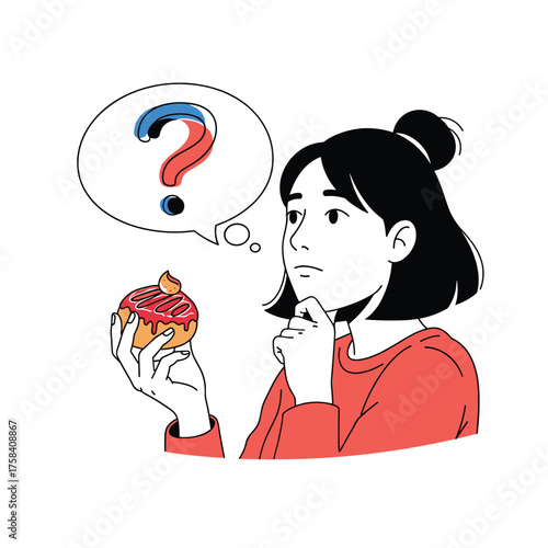 A person ponders a sugary treat a sweet dilemma.