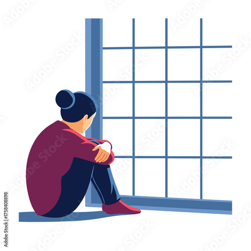A person sits by a window looking out at the world feeling sad and alone.