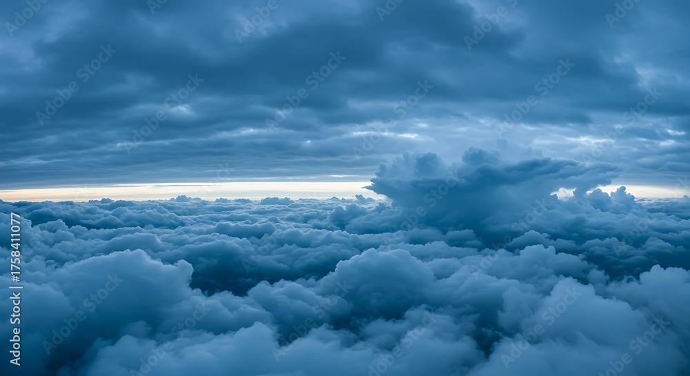 Obraz premium Dramatic cloudscape view from above atmospheric formations in vast sky