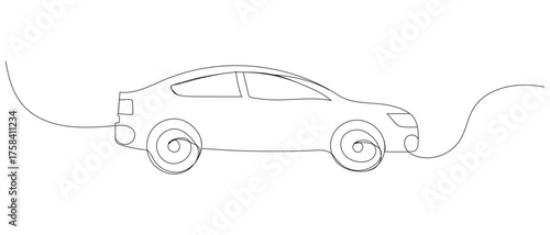 continuous one line drawing of car vector icon, minimalist vector illustration. One line Car icon vector background. Vector illustration.