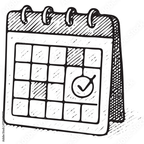 Calendar Icon with Checkmark – Business Schedule and Deadline Vector