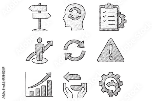 Hand-Drawn Business Strategy and Growth Icons Collection