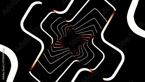 Abstract wavy lines forming a futuristic neon tunnel