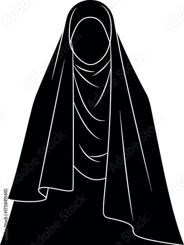 Elegant Silhouette of Woman in Chador, Islamic Fashion