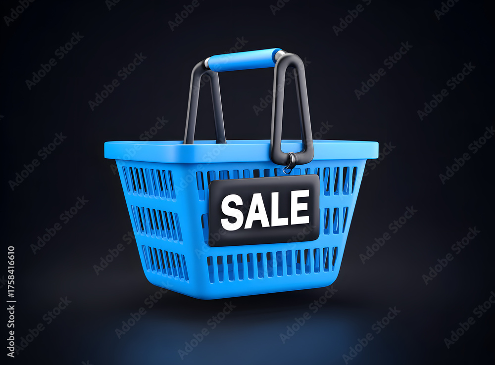 Fototapeta premium blue shopping basket with
