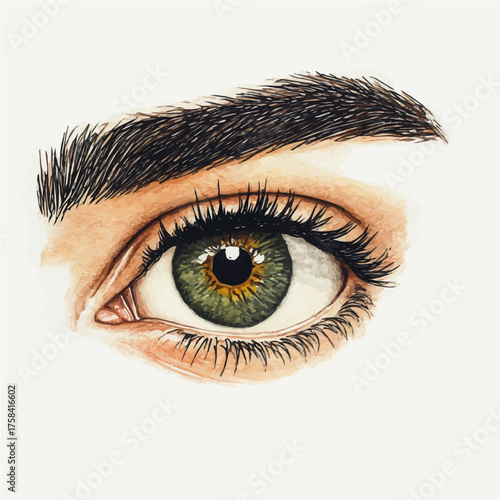 Victorian Eyebrow Ring, watercolor clipart vector, isolated on a white background.