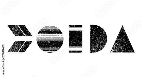 Collection of abstract geometric shapes with a grainy, distressed texture. Modern minimalist vector icons for graphic design