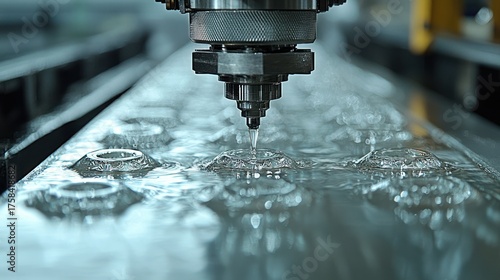 CNC machine drilling metal surface with precision in a close-up shot