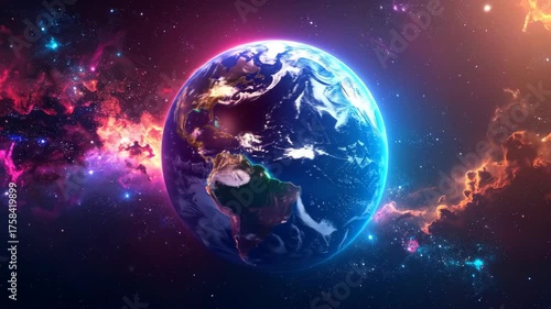 Stunning Earth in Space with Vibrant Nebulae and Stars.