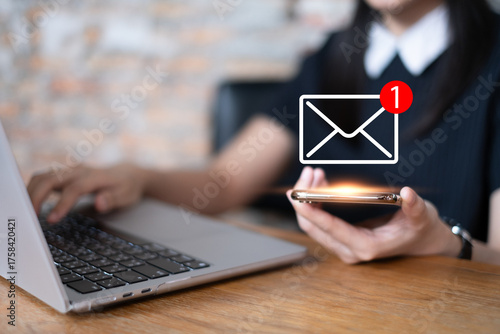 фотографія New mail email alert notification inbox message digital technology communication